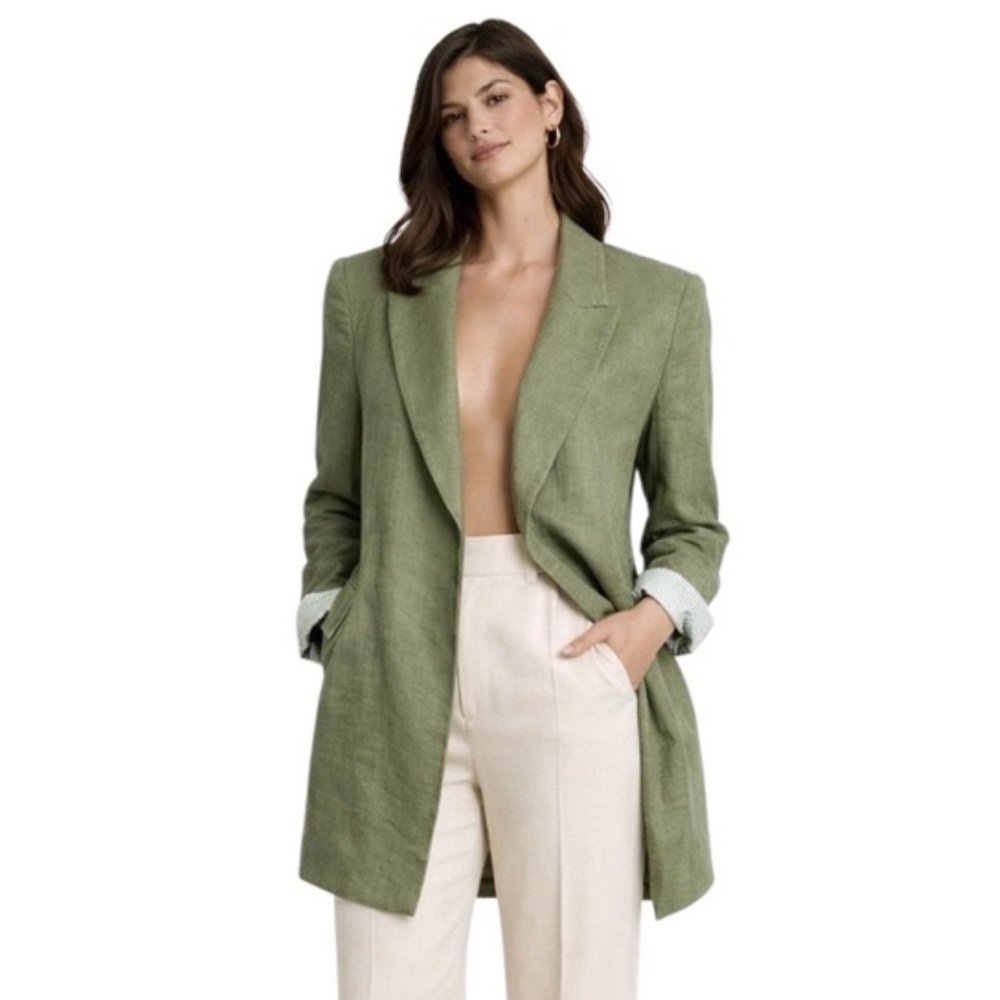 Zara Sage Green Oversized Linen Blazer